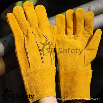SRSAFETY gant jaune en cuir fissuré avec soudure en usine